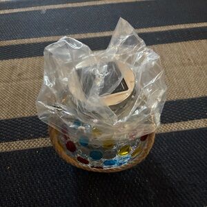 Colorful Mosaic Solar Glass Table Lamp with rope handle